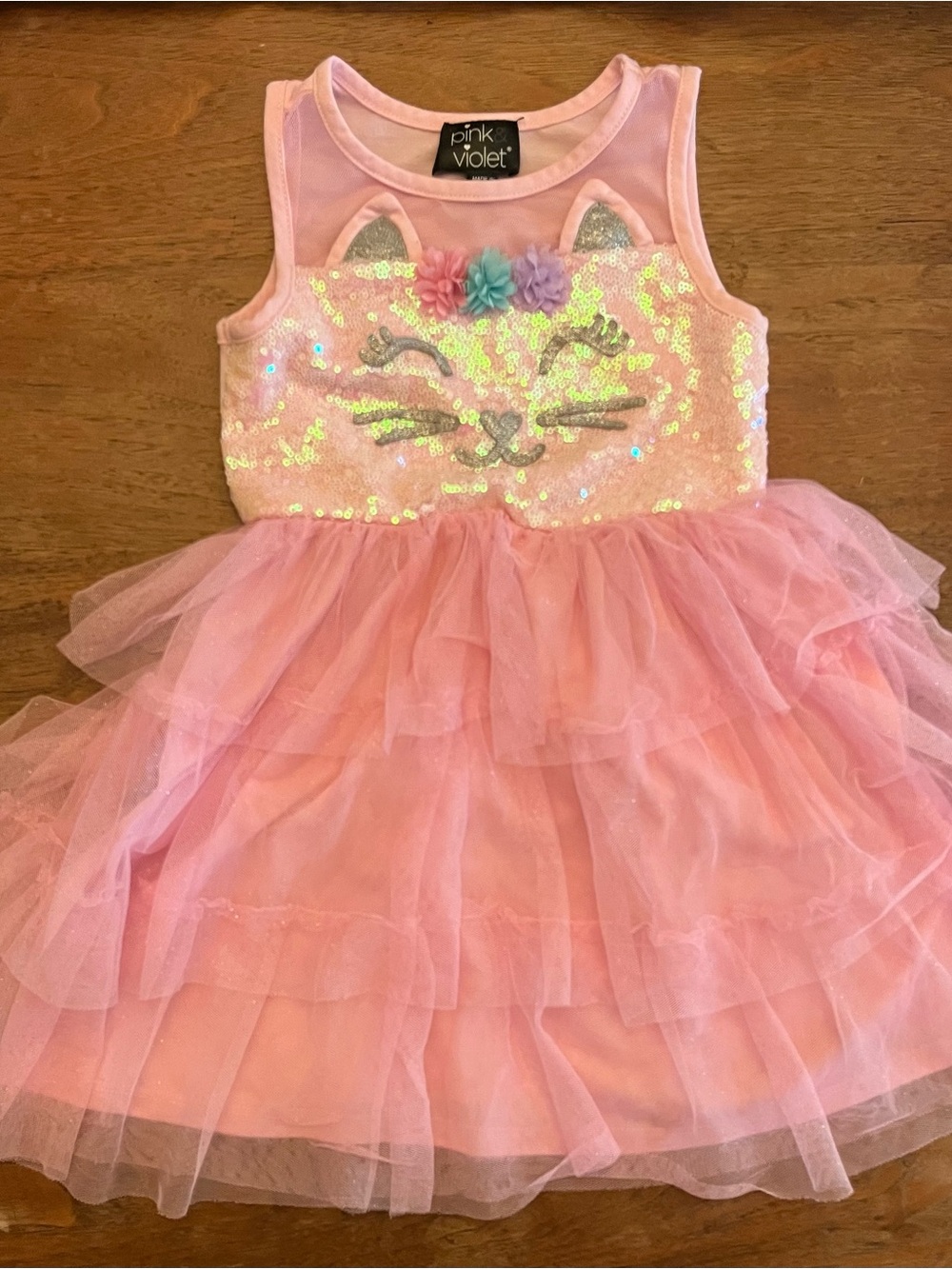 Pink Violet Girls' Pink Sequin Cat Tutu Dress